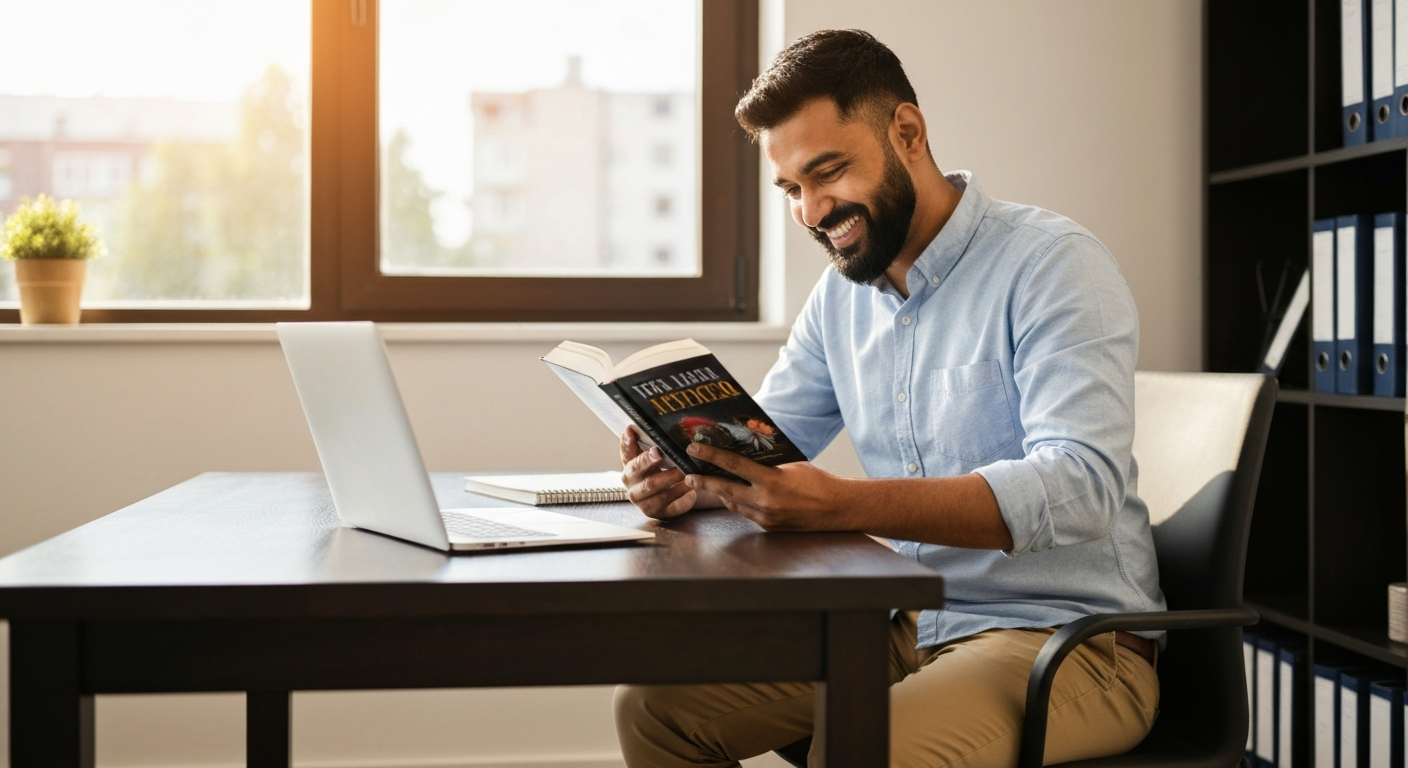 How Outsourcing Changes Everything: Work-Life Balance for Entrepreneurs Entrepreneur enjoying personal time while a customer support team handles tasks, illustrating regained work-life balance for entrepreneurs through outsourcing.