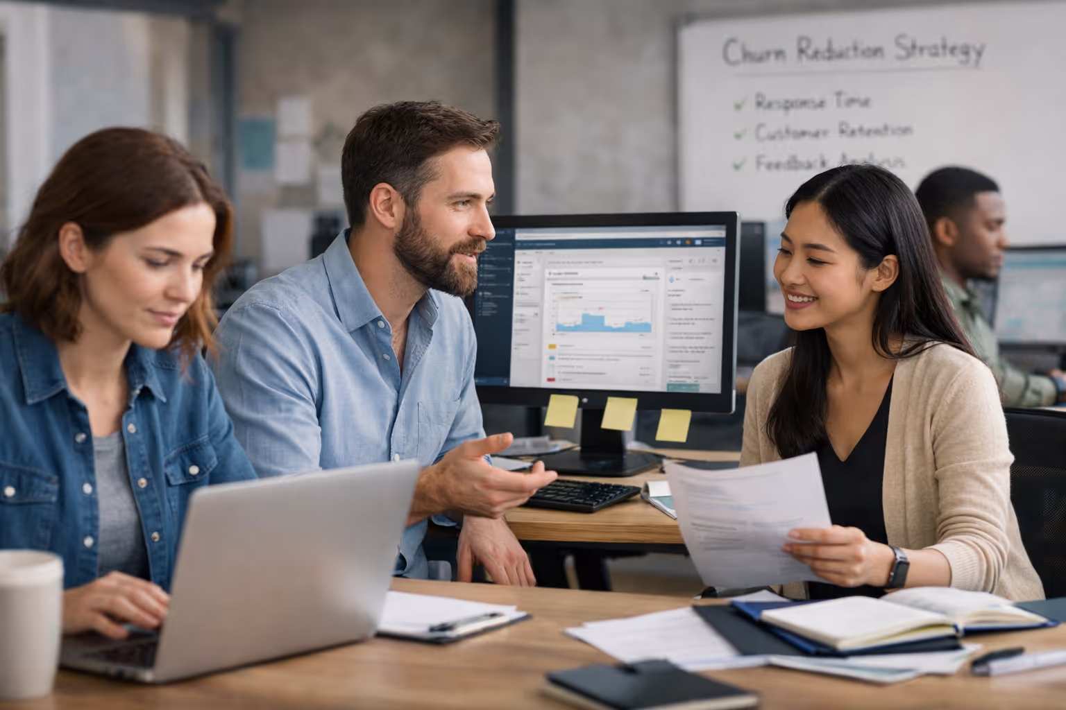 Outsourced Customer Support Team Managing SaaS Support Tickets Professional customer support agents handling SaaS support tickets for churn reduction