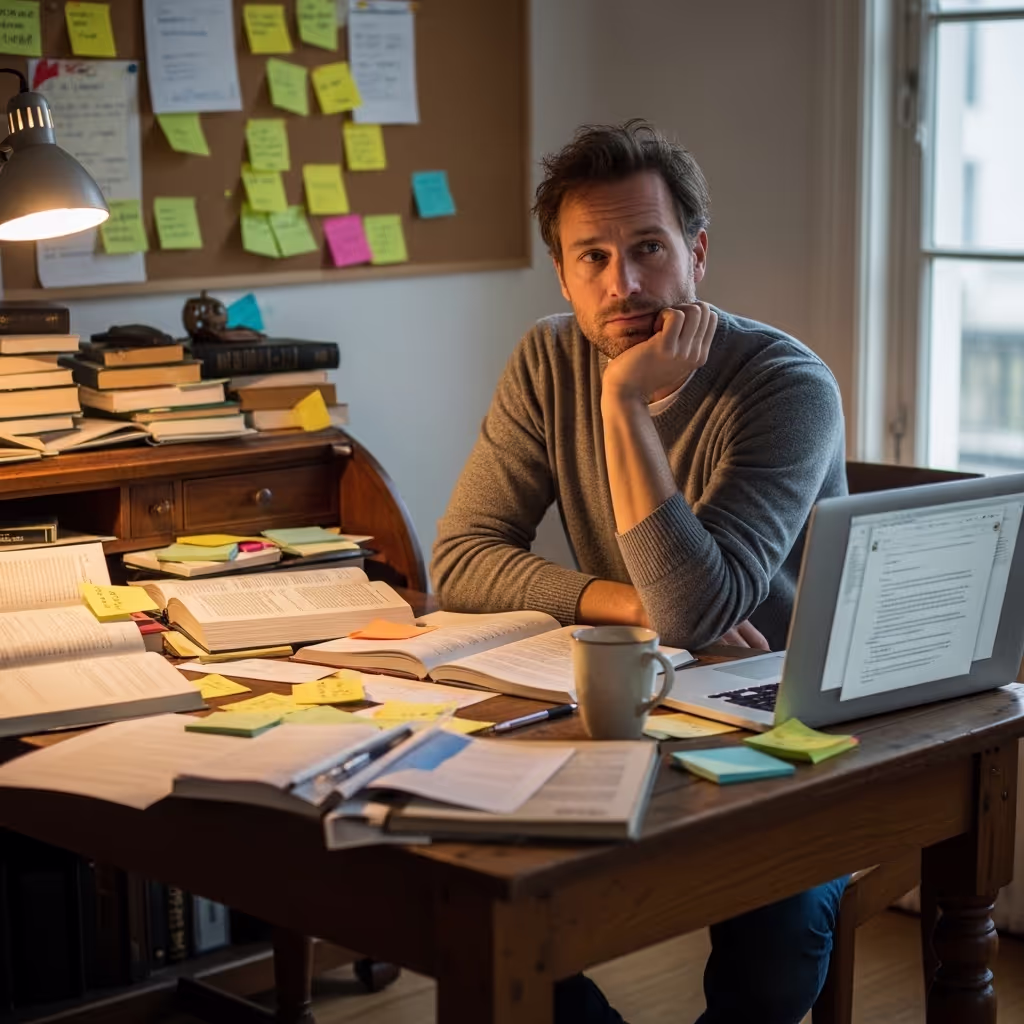 A writer planning and shaping ideas showing how long it takes to write a book behind the scenes