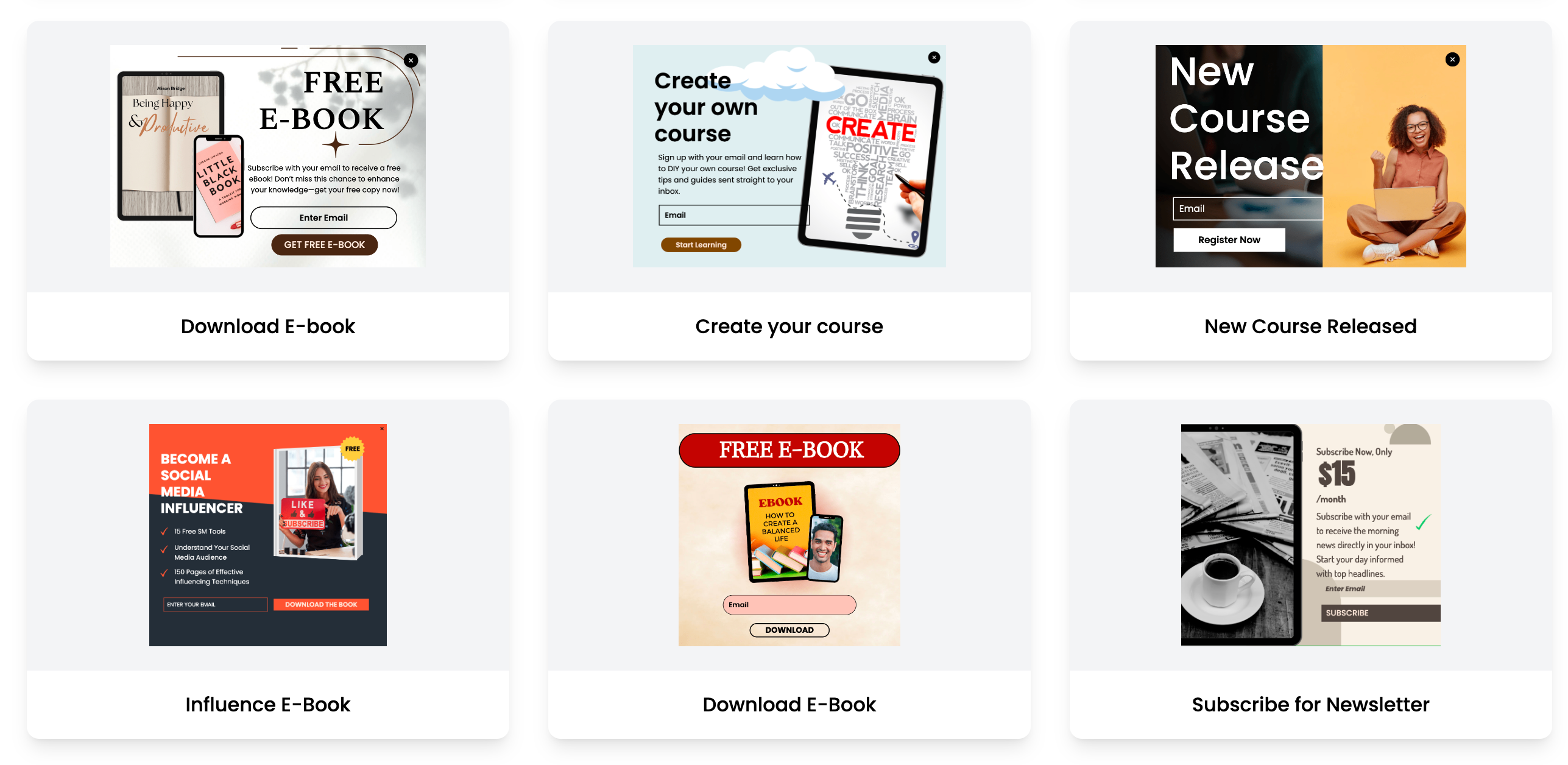 Selecting template for scroll trigger popup