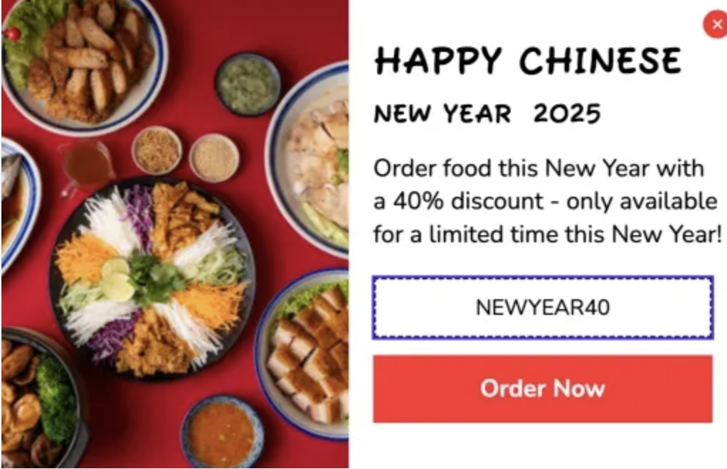 Chinese New Year Food Discount Popup Chinese New Year Food Discount Popup