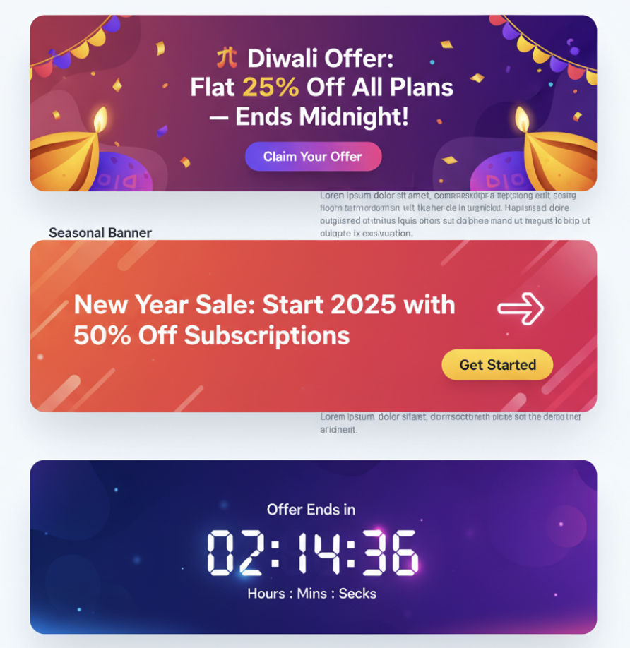 Seasonal, Sale, and Countdown Banners Seasonal, Sale, and Countdown Banners