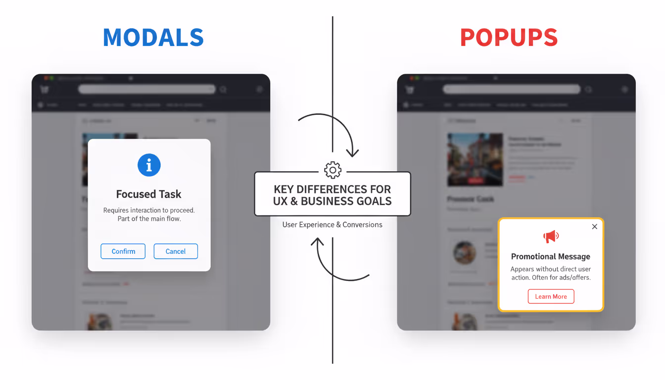 Key Differences Between Modals and Popups