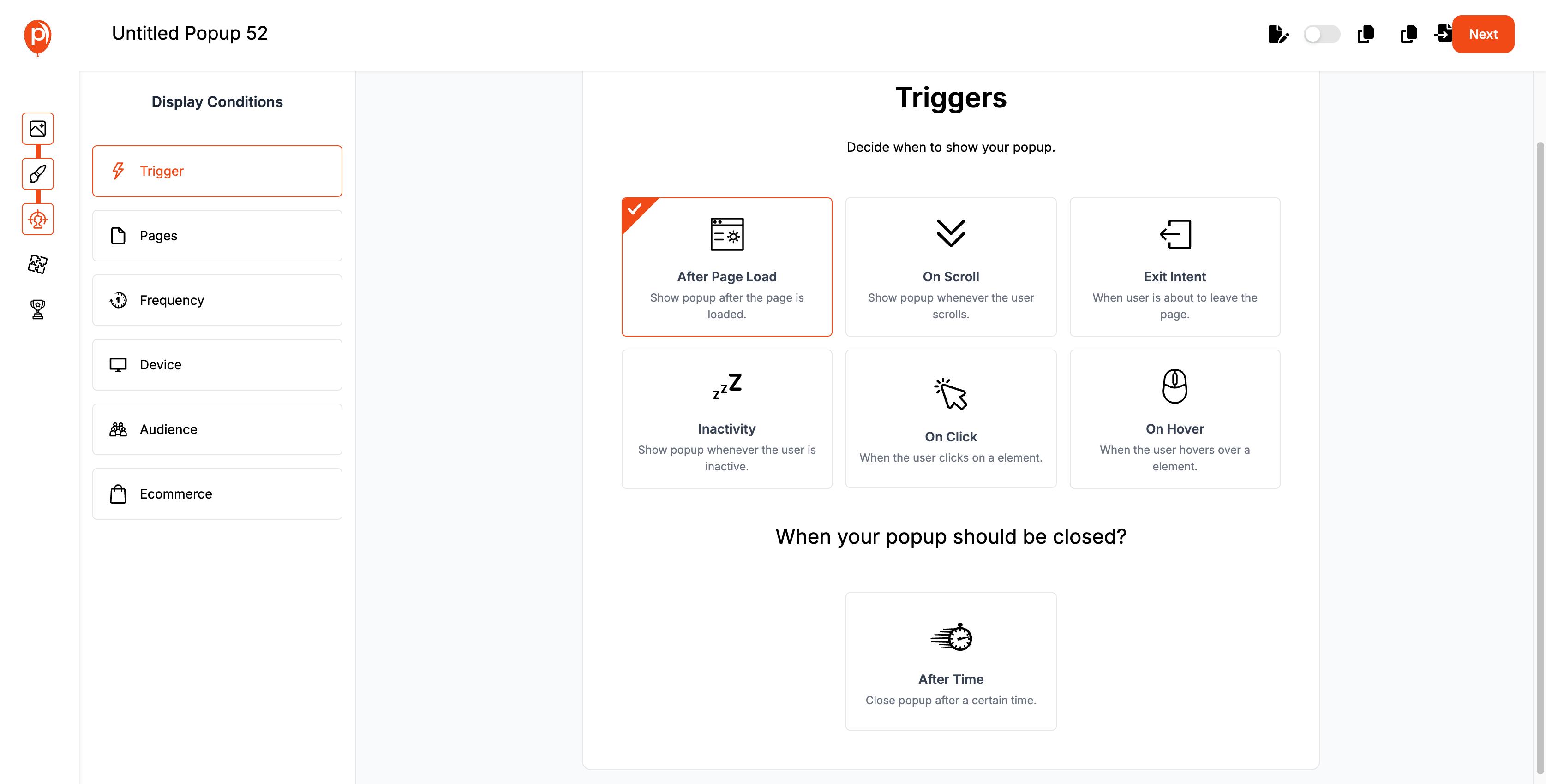 Select Triggers for Your Gamified Popup