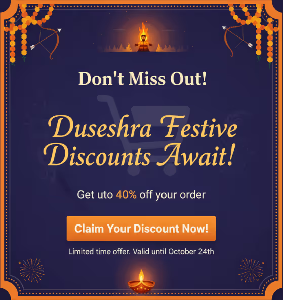 Cart Abandonment Popup with Dussehra Festive Discounts