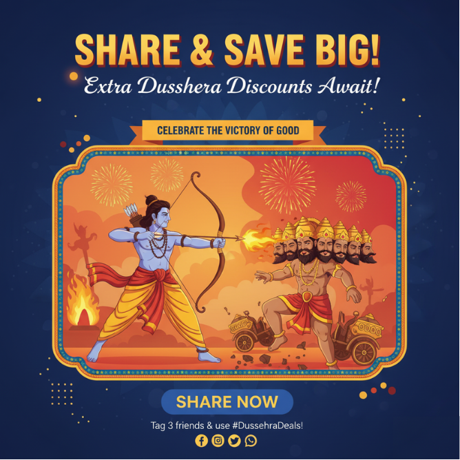 Encourage Social Media Sharing for Extra Dussehra Discounts