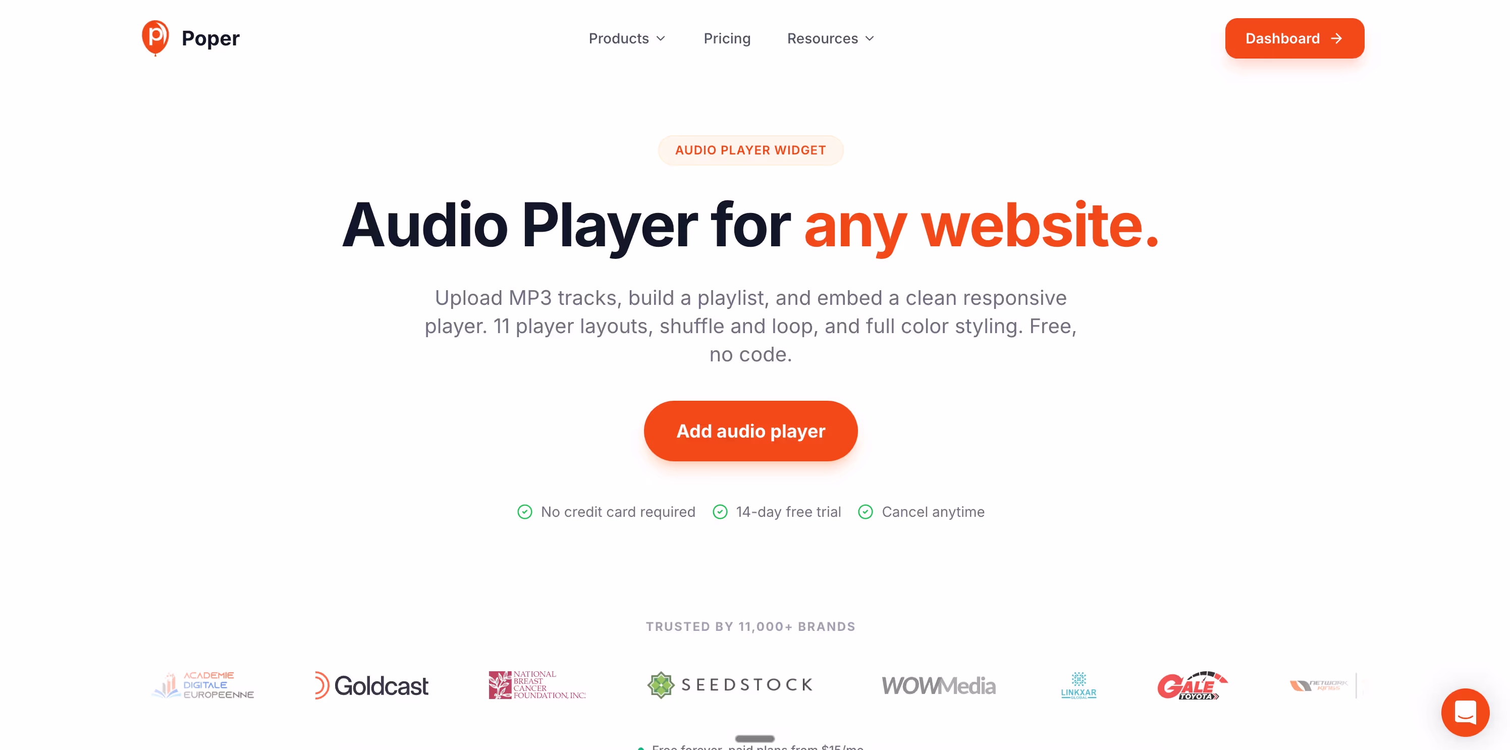 Audio Player in Poper Widgets