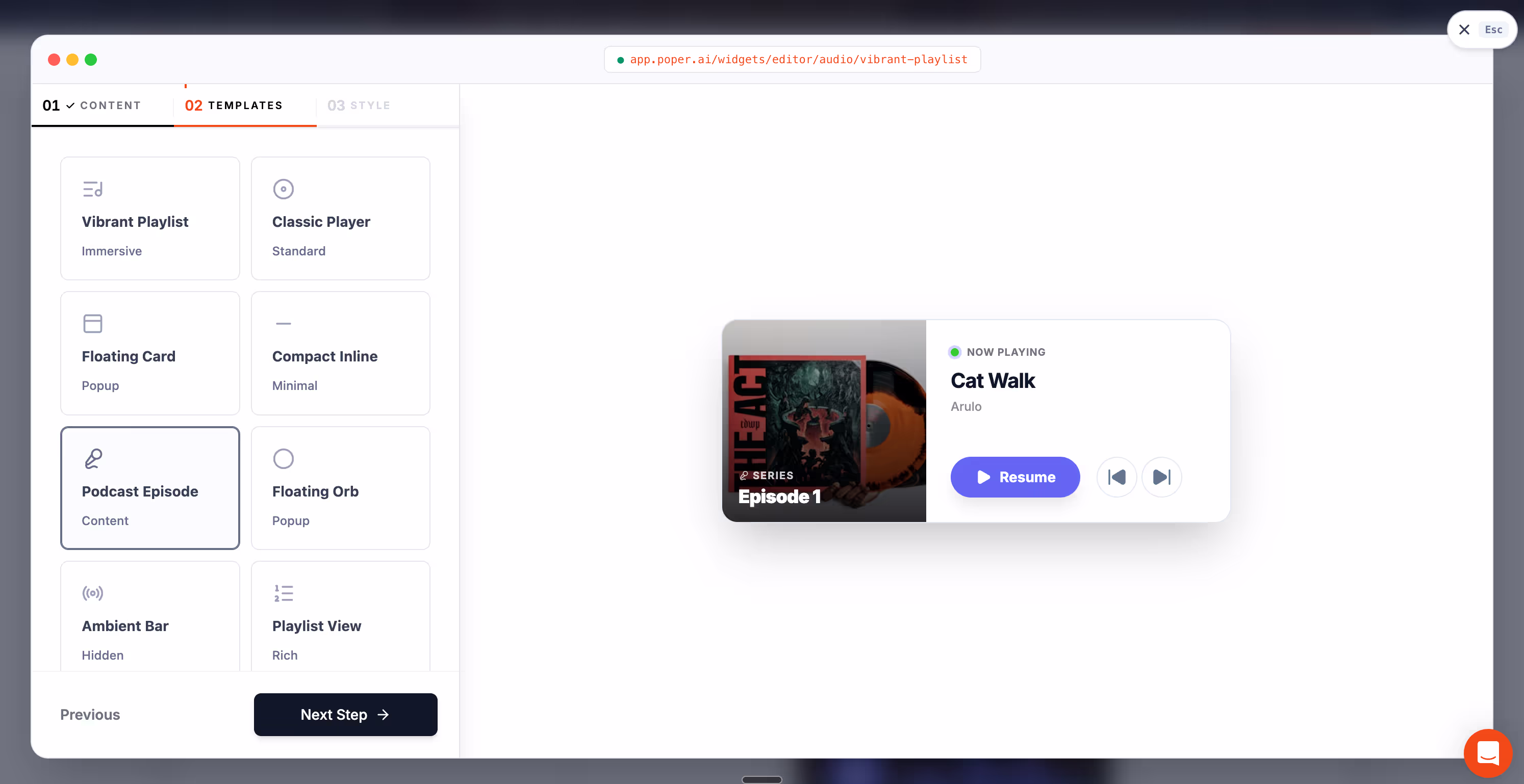 Customizing Audio Widget