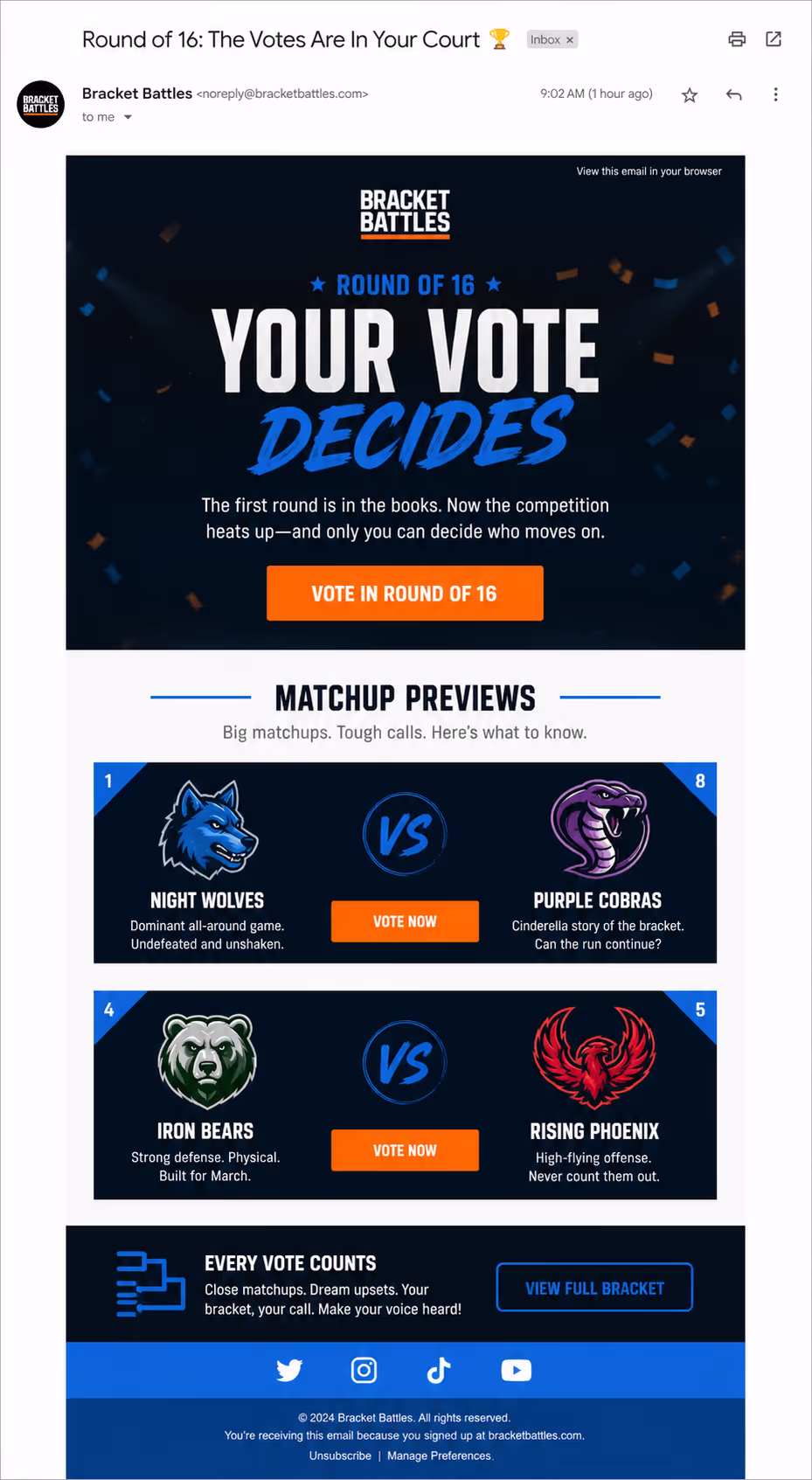 Promotion of Bracket in Email