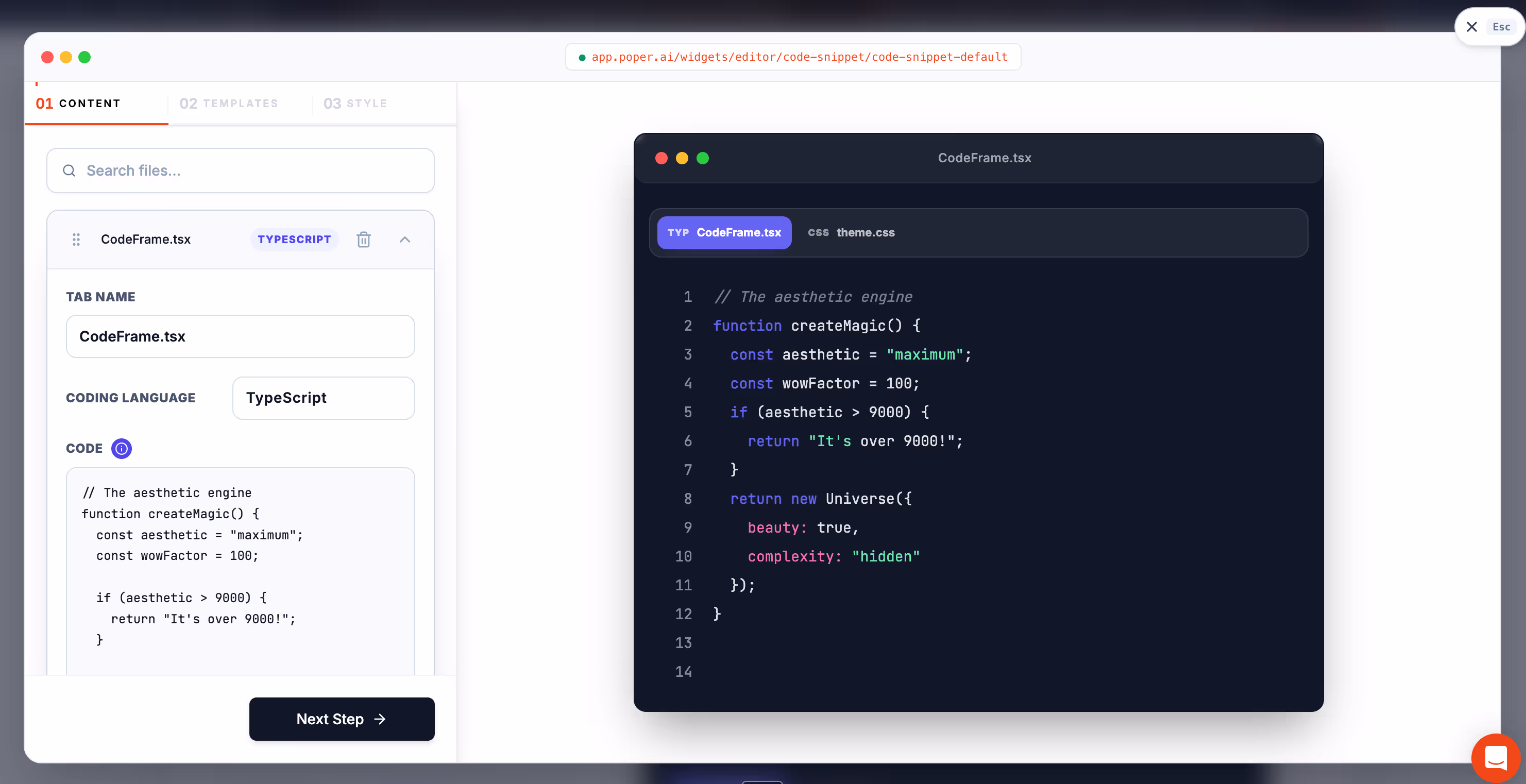 Poper's Code Snippet