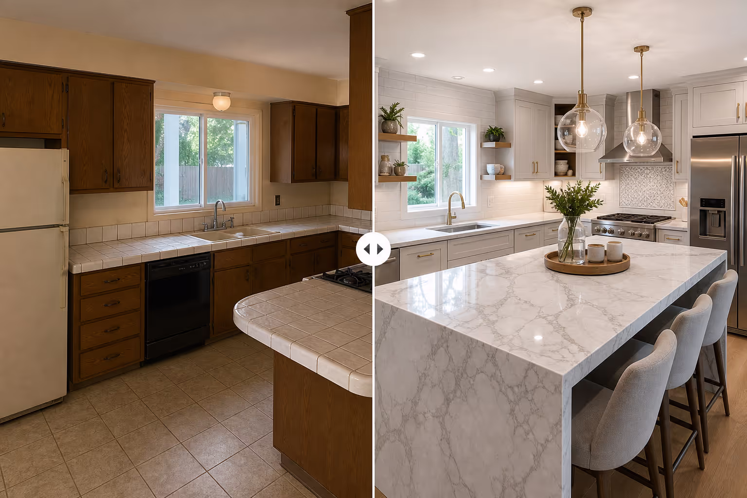 Renovation reveal: before after slider examples