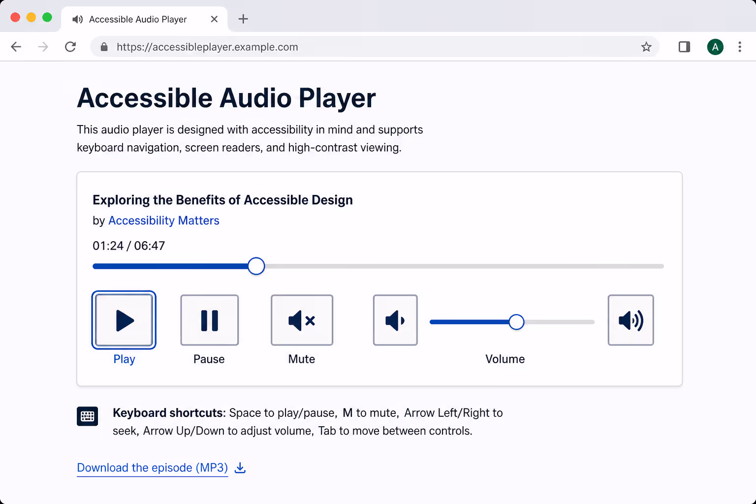 Accessible Audio Player
