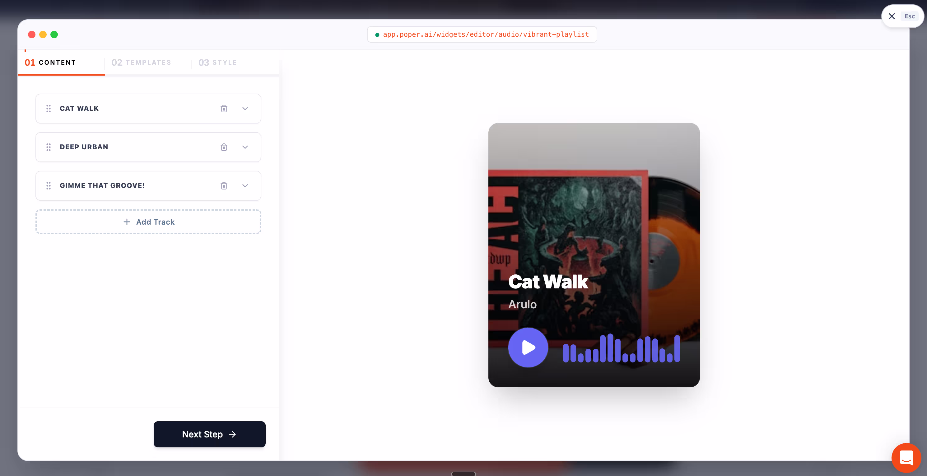 Poper's Audio Widget