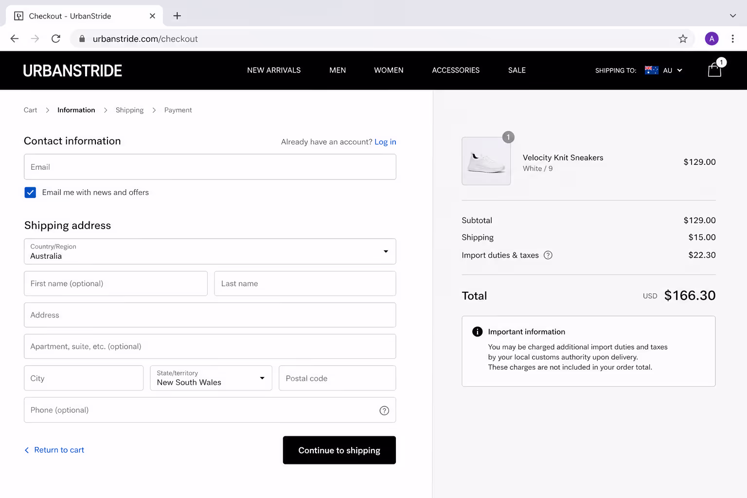 Checkout Page