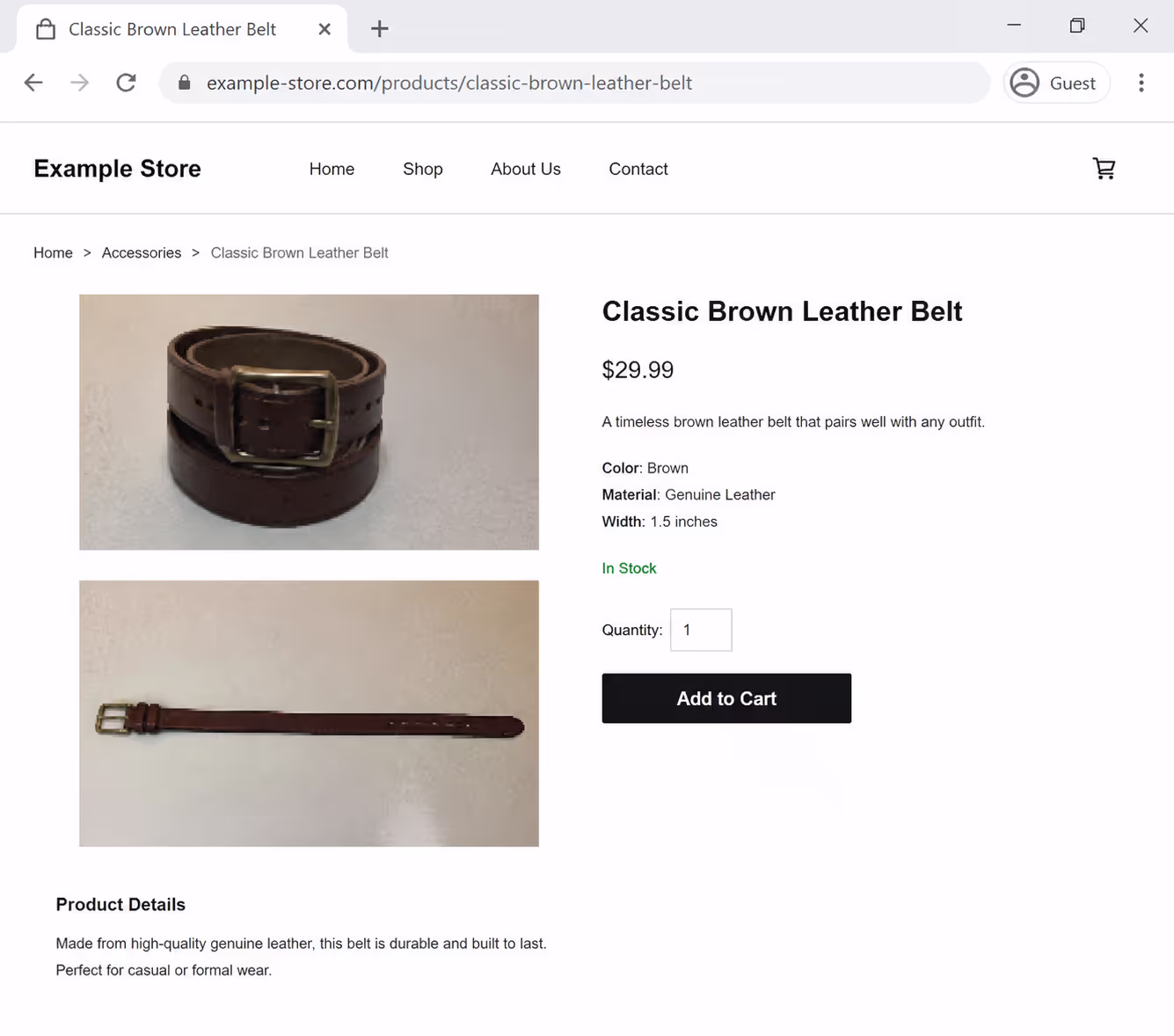 Images in the product page
