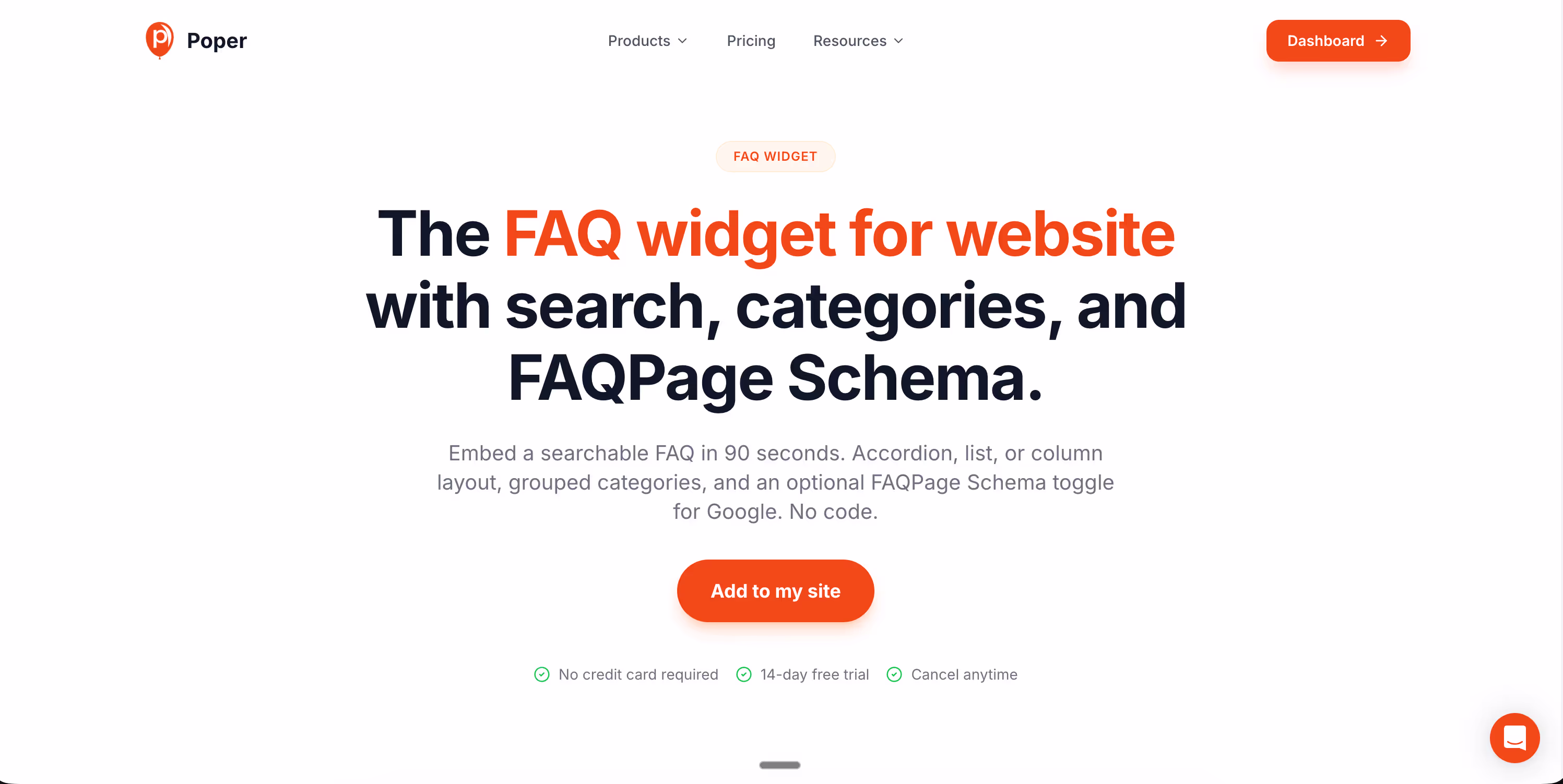 Poper's FAQ Widget