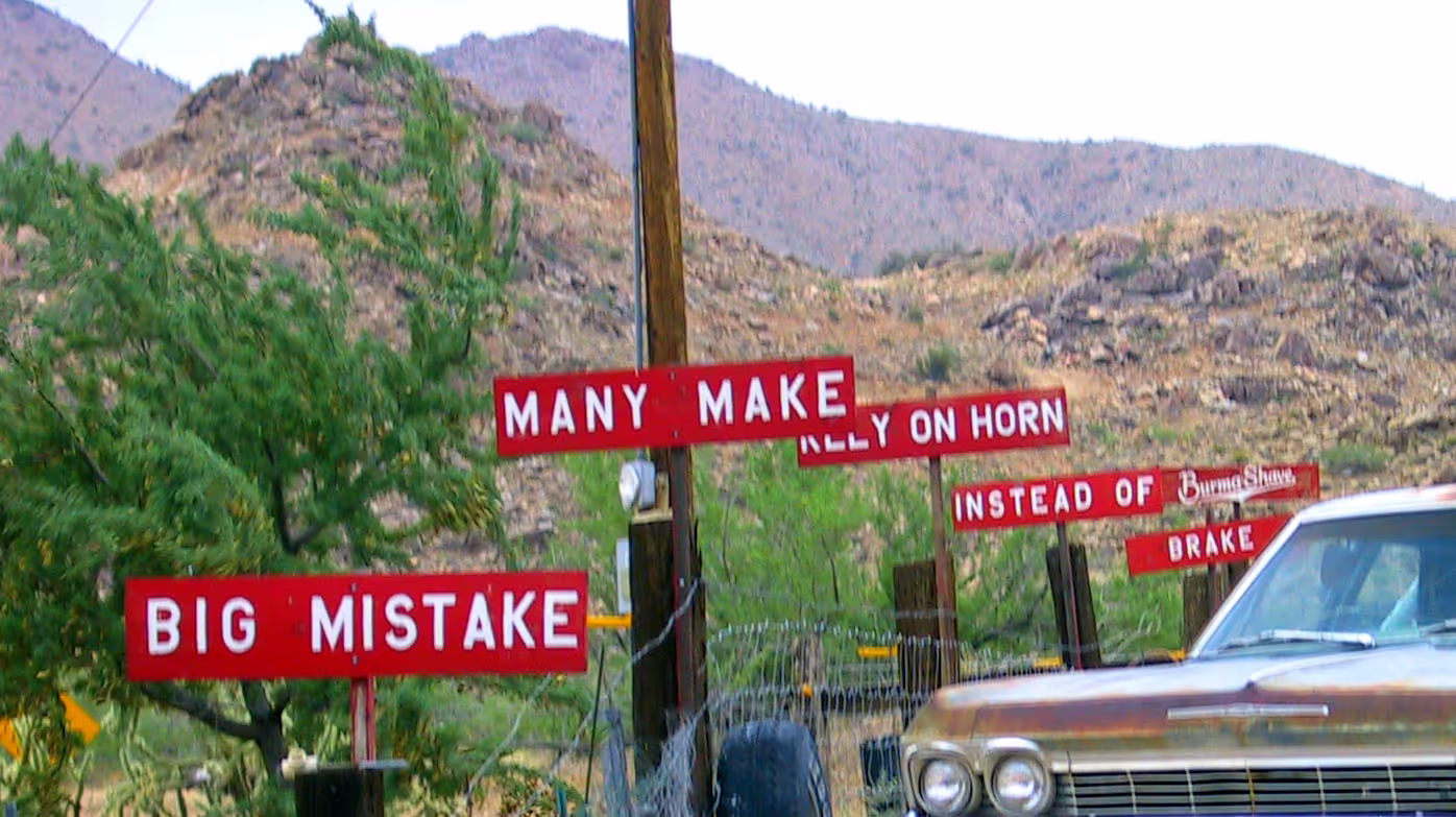 red Burma-Shave signs on Route 66