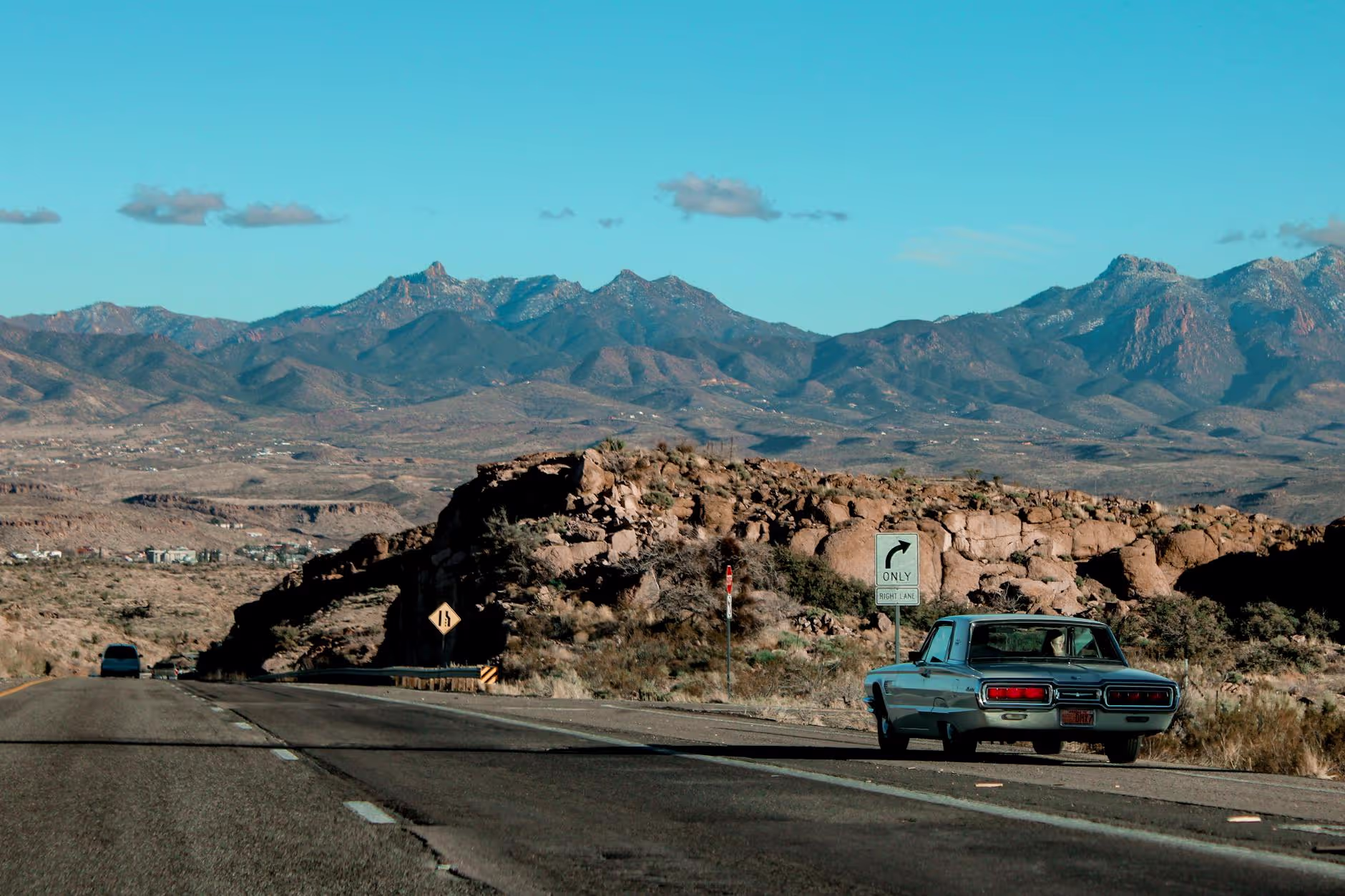 Vintage car in the dessert on Route 66