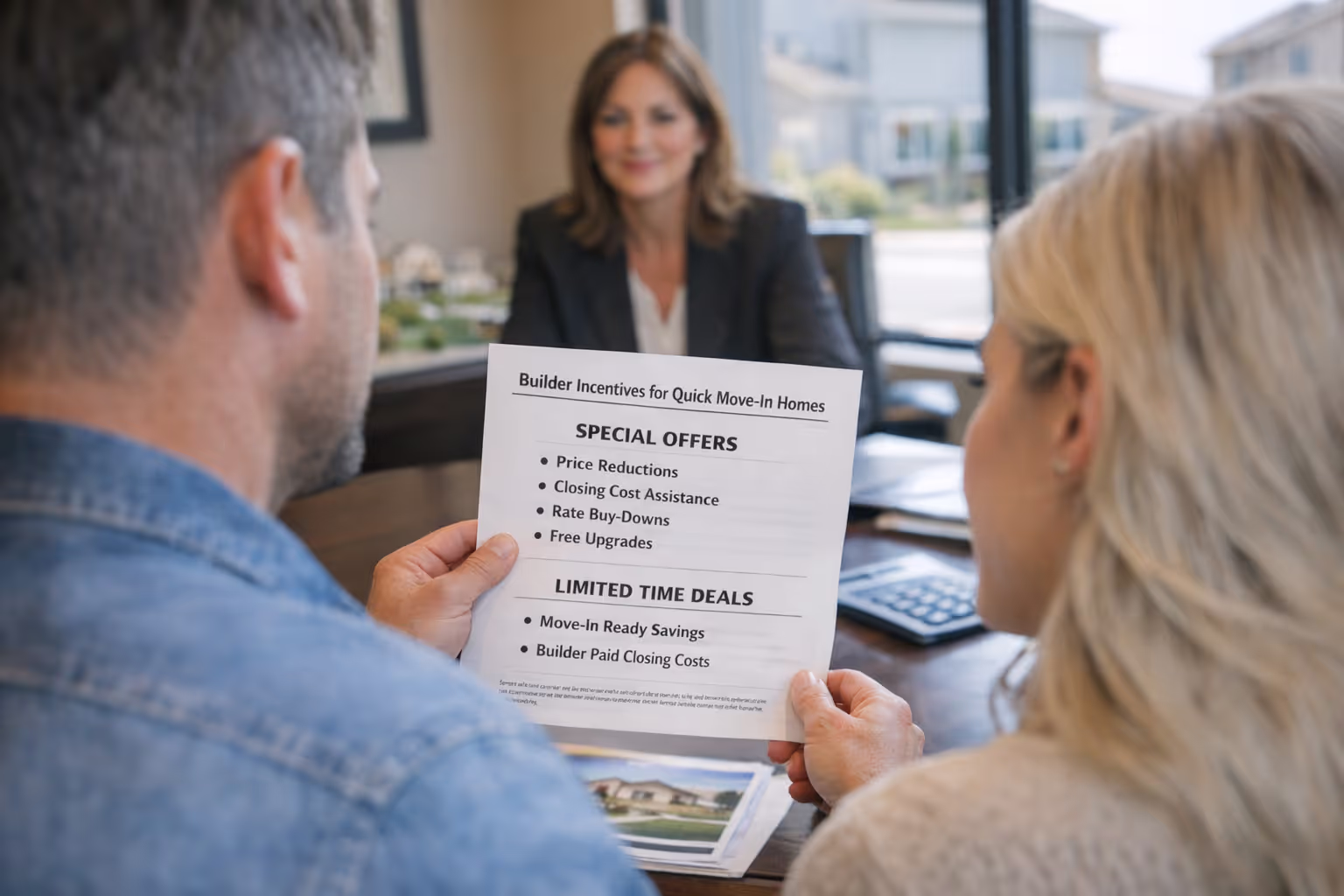 Sacramento homebuyers reviewing builder negotiation incentives for quick move-in new construction homes
