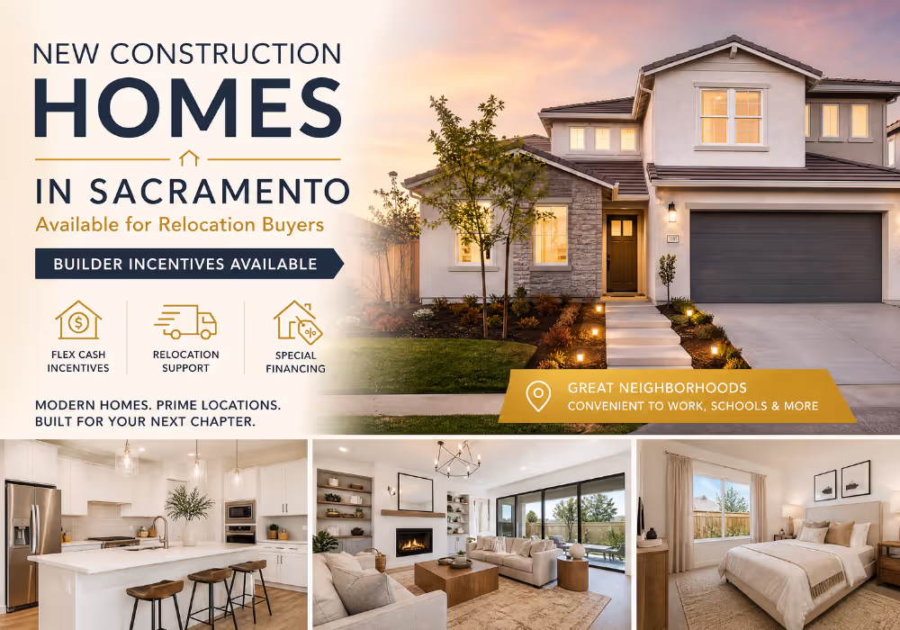 New Construction Homes in Sacramento for Relocation Buyers New construction homes in Sacramento available for relocation buyers with builder incentives