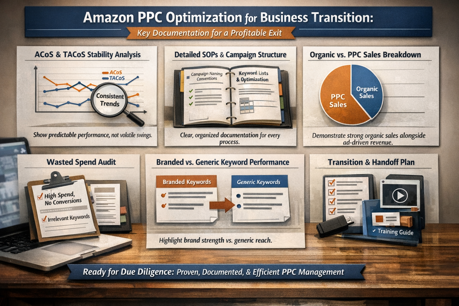 Amazon PPC Documentation and Handoff Package Components Components of comprehensive Amazon PPC optimization documentation for business transition