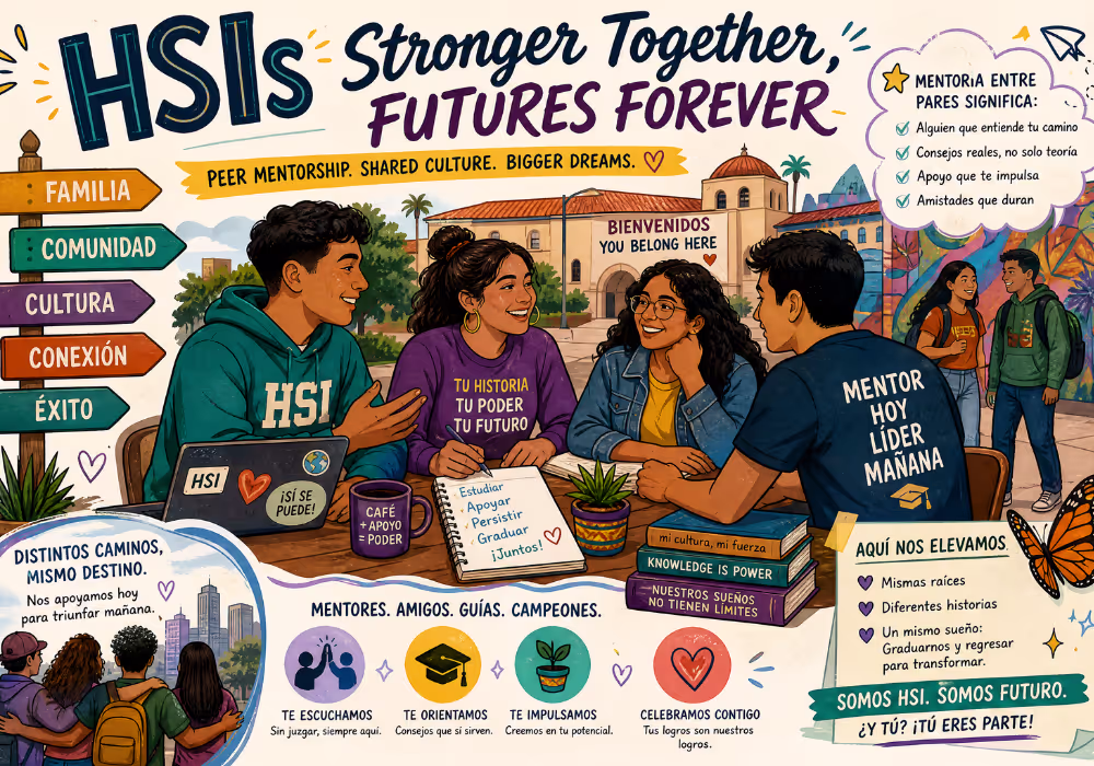 Hispanic Students Building Comunidad Through Peer Mentorship Hispanic-Serving Institutions facilitating peer mentorship connecting students with similar backgrounds