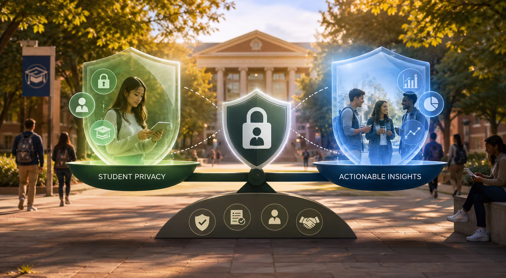 Higher education data governance framework balancing student privacy with actionable insights on campus