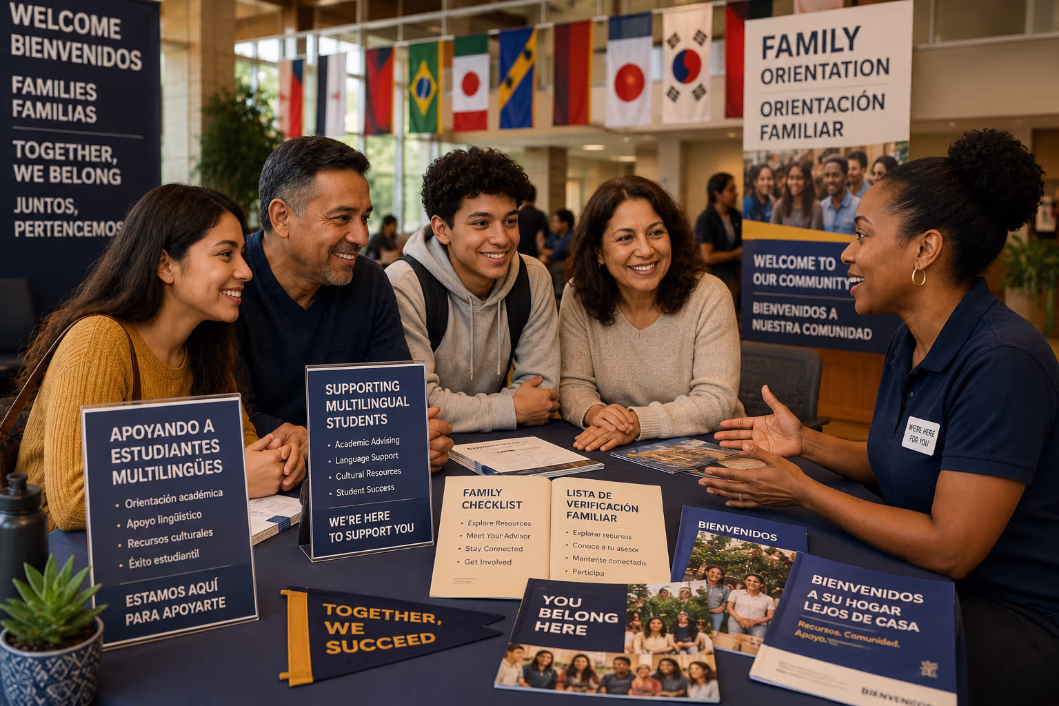 College family orientation with bilingual materials supporting multilingual students in higher education