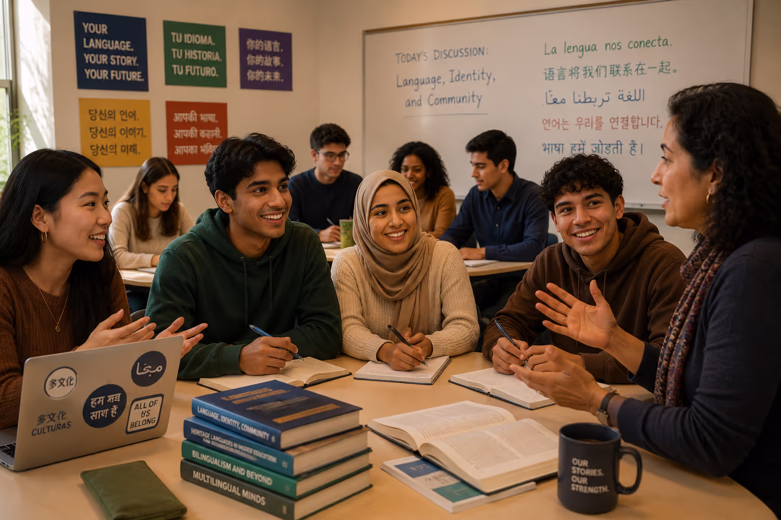  Heritage language speakers and multilingual students participating in college classroom discussion