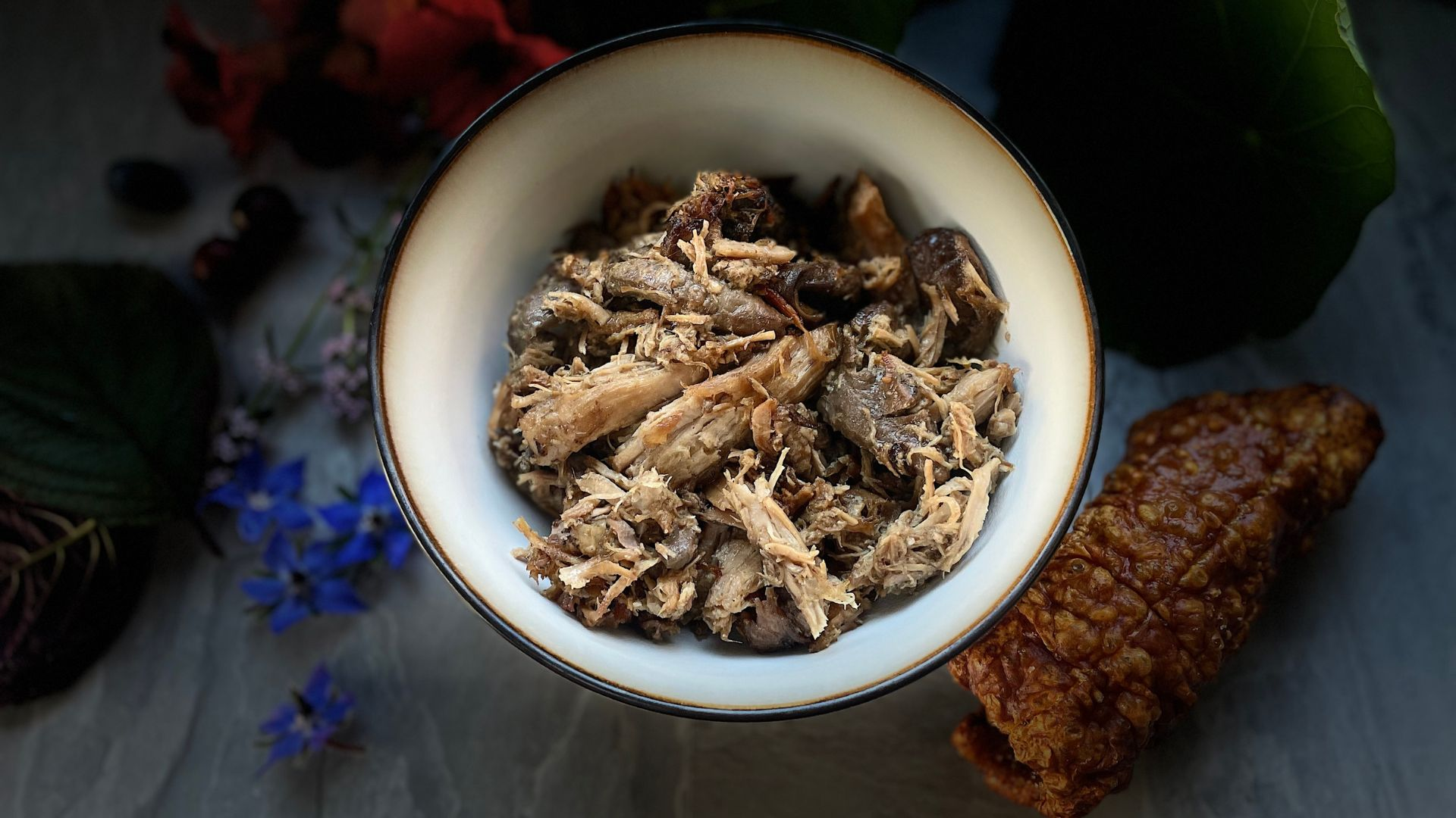 Healthy pulled pork recipe with medicinal mushrooms for the Instant Pot