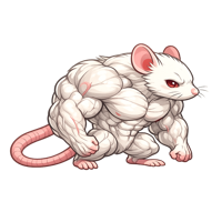 impossibly muscular albino mouse