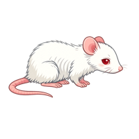 frail underweight albino mouse