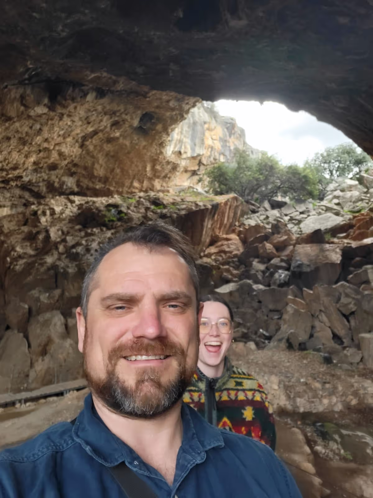 Konrad and Caro in a Cave in Greece Konrad and Caro in a Cave in Greece