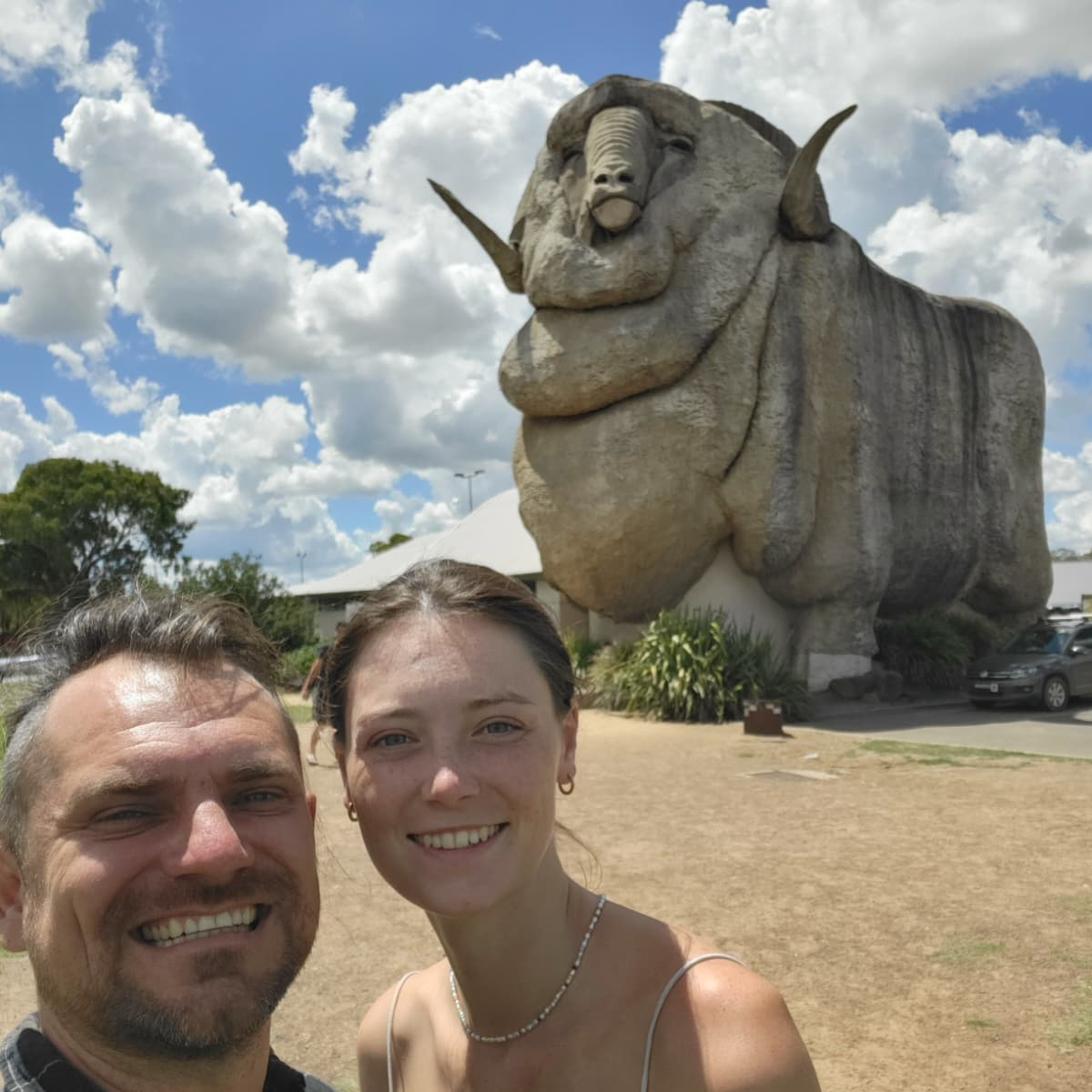 Konrad and Caro besides the big ram in Golburn Konrad and Caro besides the big ram in Golburn