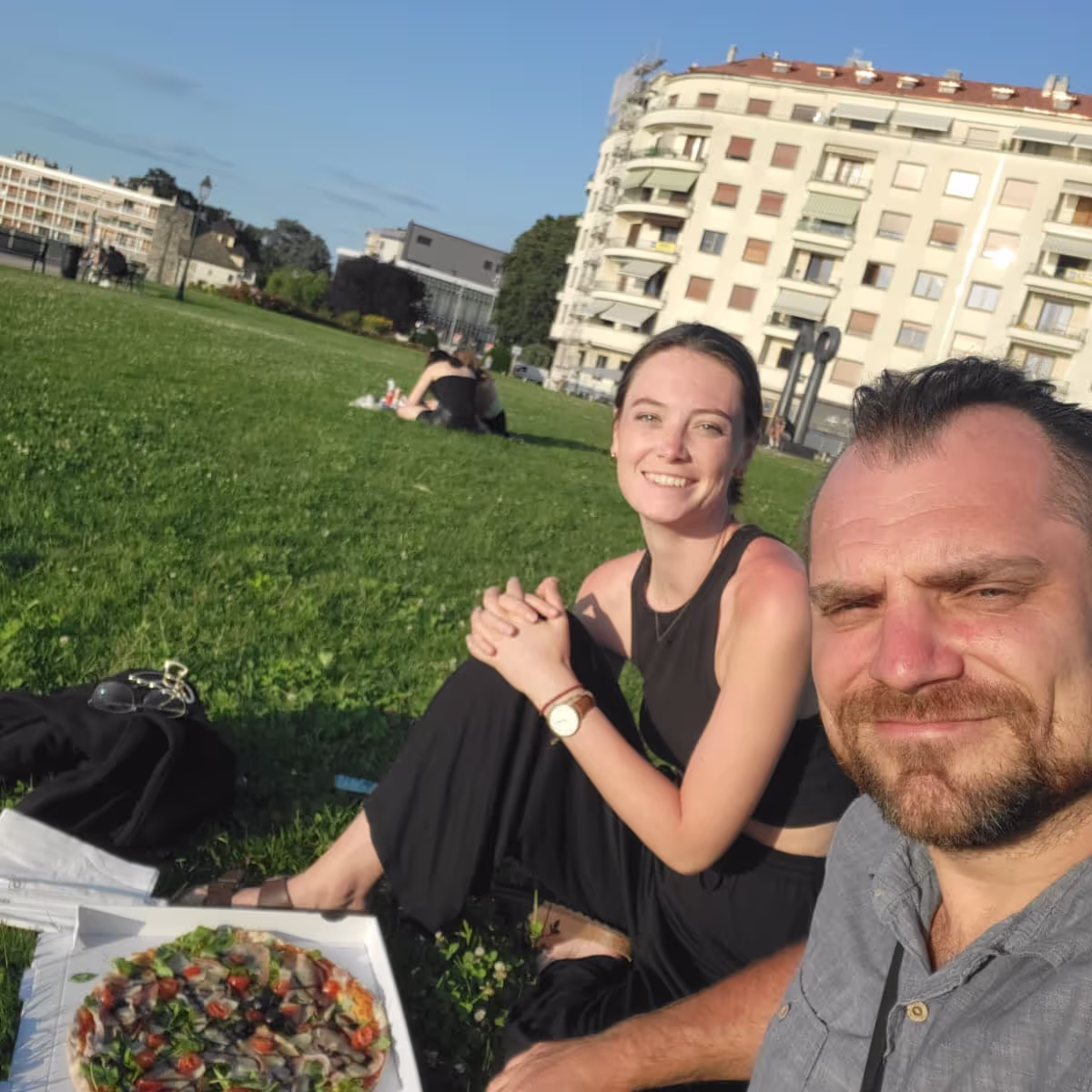 Konrad and Caro in France on Lake Geneva Konrad and Caro in France on Lake Geneva