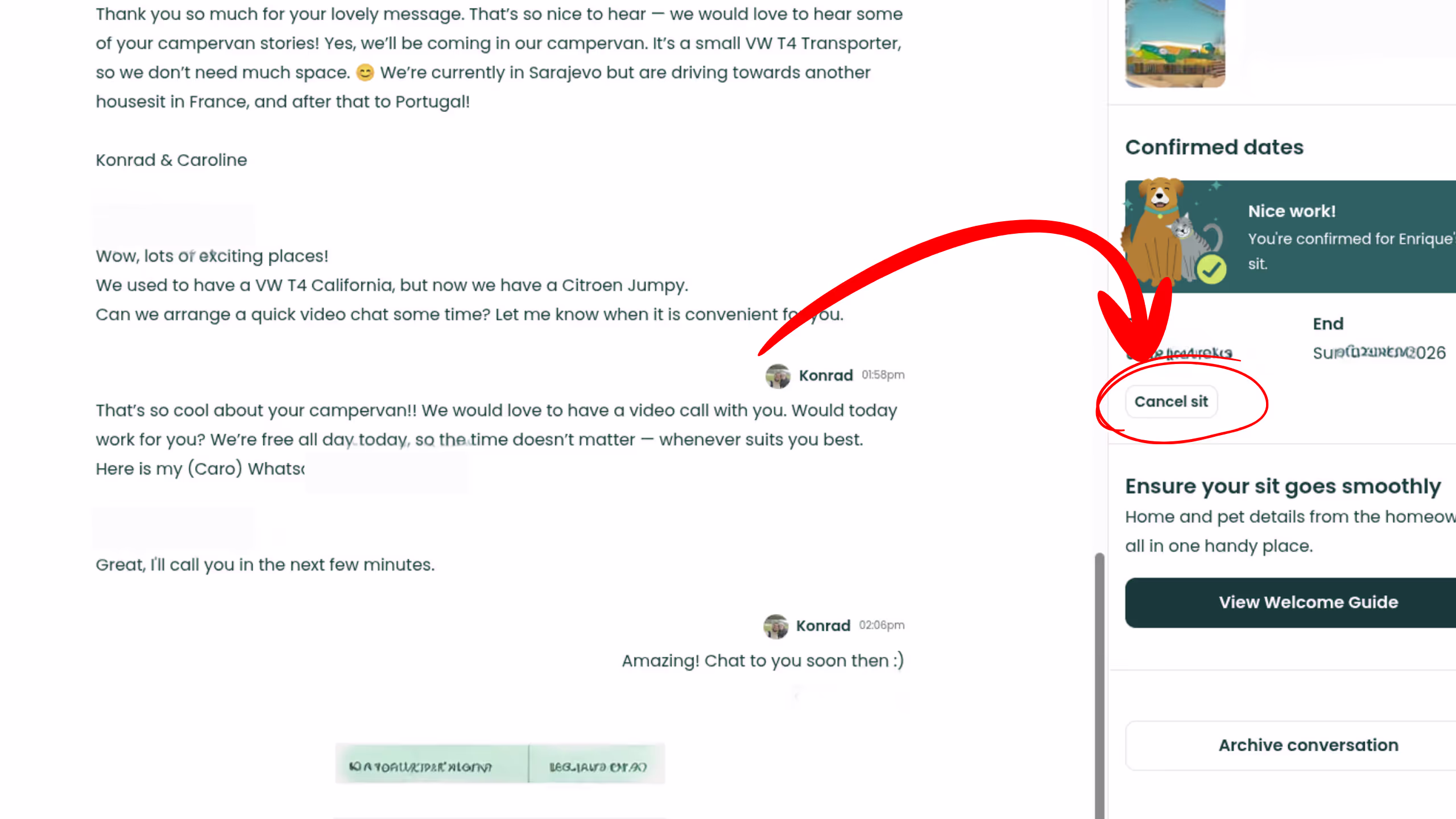 Cancelling on TrustedHouseSitters as a sitter on Desktop Cancelling on TrustedHouseSitters as a sitter on Desktop