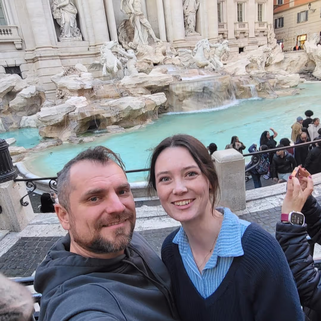 Konrad and Caro in front of Trevi Fountain in Rome Konrad and Caro in front of Trevi Fountain in Rome