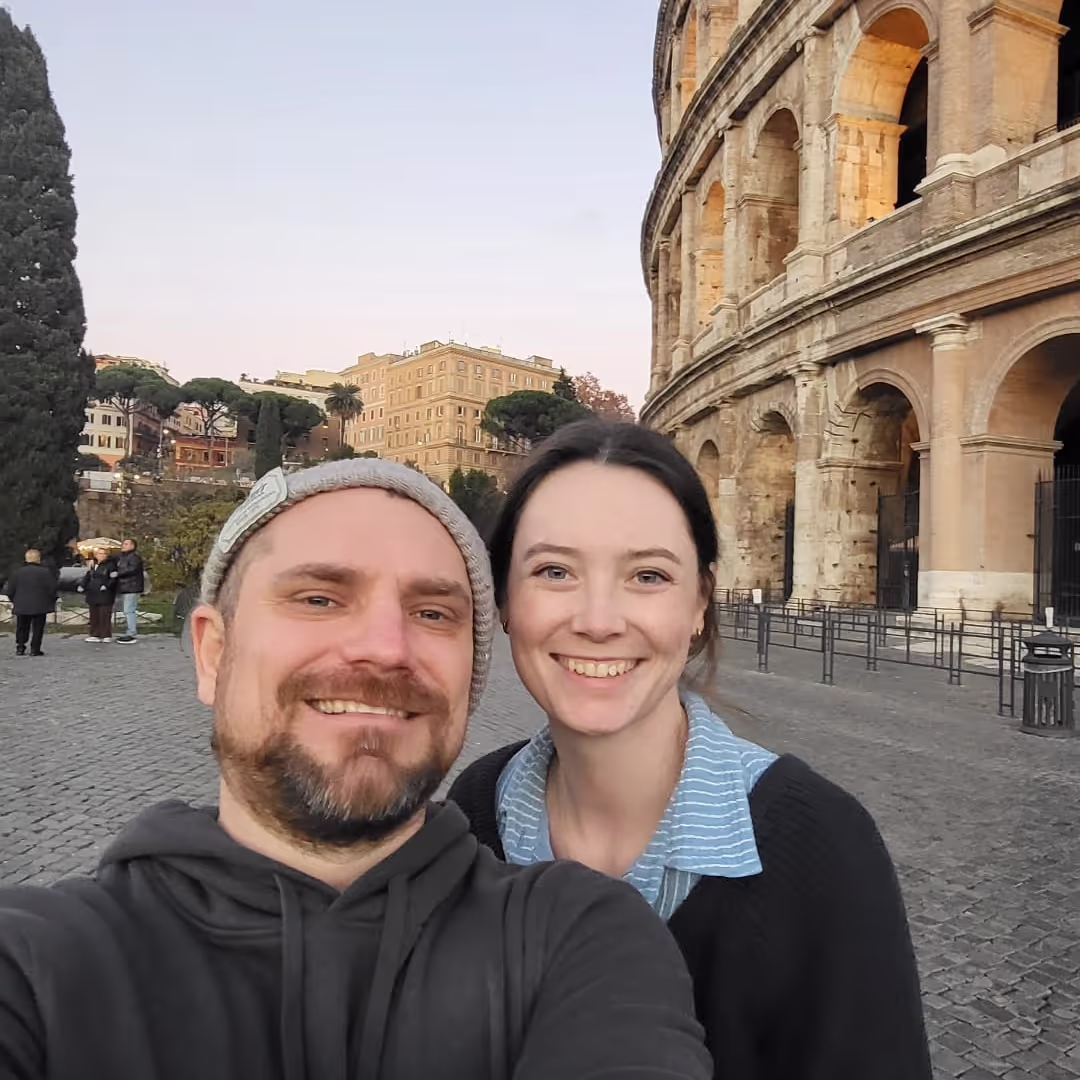 Konrad and Caro by the Colosseum in Rome Konrad and Caro by the Colosseum in Rome