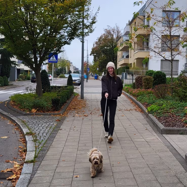 Walking the dog from our luxembourg housesit Walking the dog from our luxembourg housesit