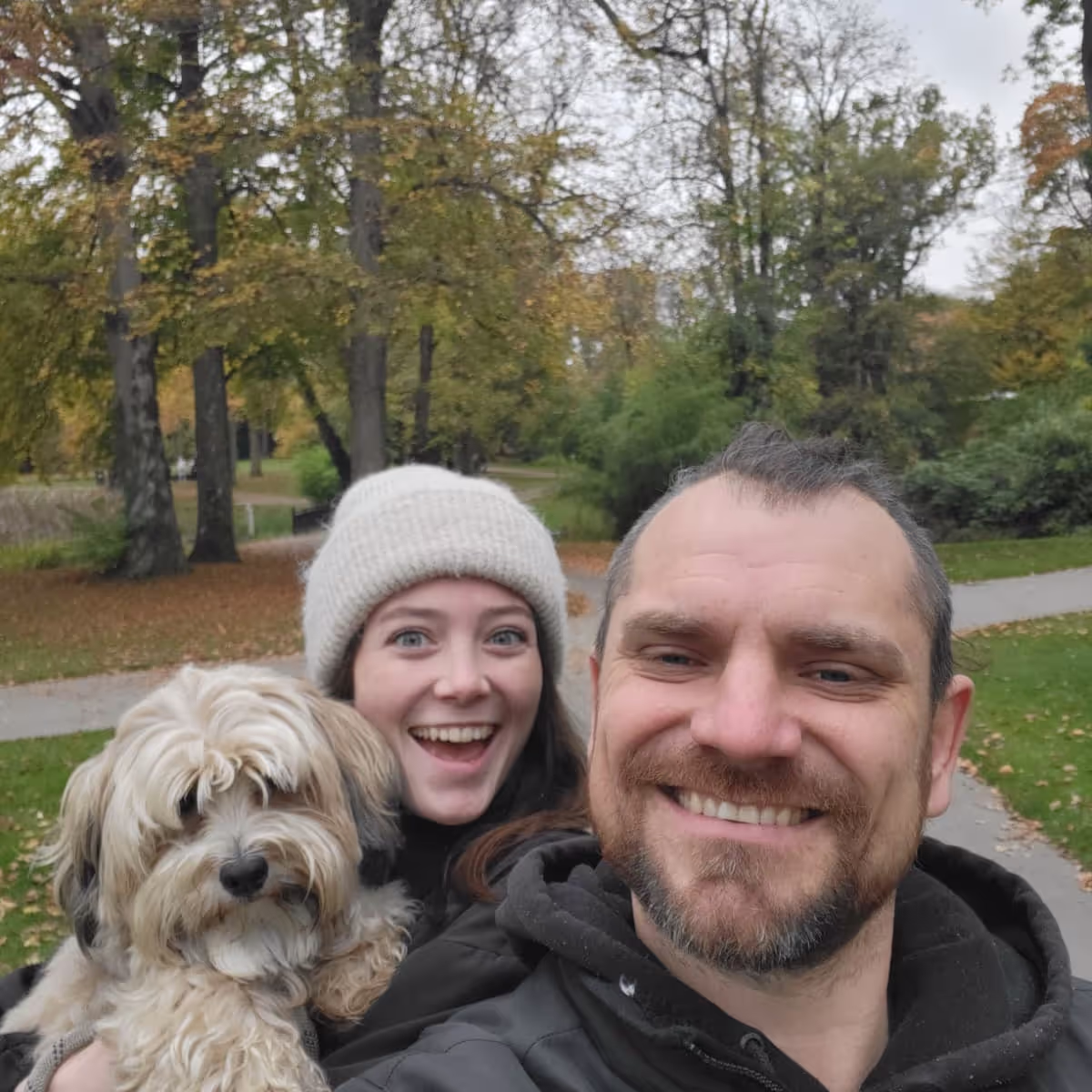 Konrad and Caro with the luxembourg house sit dog Konrad and Caro with the luxembourg house sit dog
