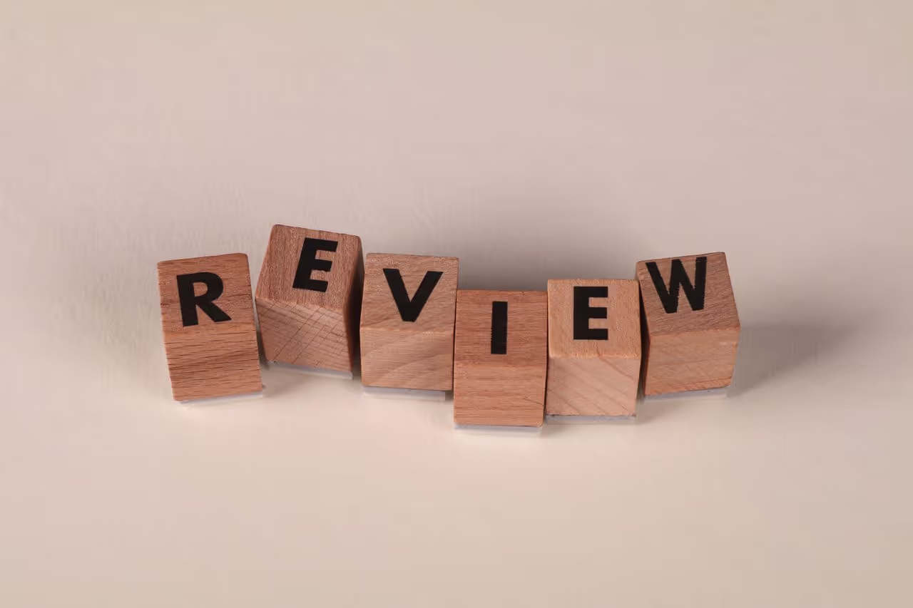 A set of blocks spelling out the word Review A set of blocks spelling out the word Review