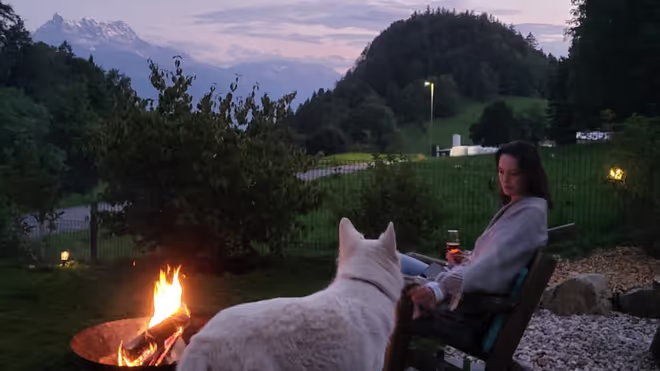 Caro by the fire in Switzerland Caro by the fire in Switzerland