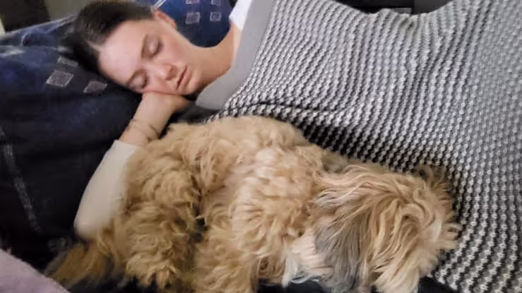 Caro asleep next to the dog in Luxembourg Caro asleep next to the dog in Luxembourg