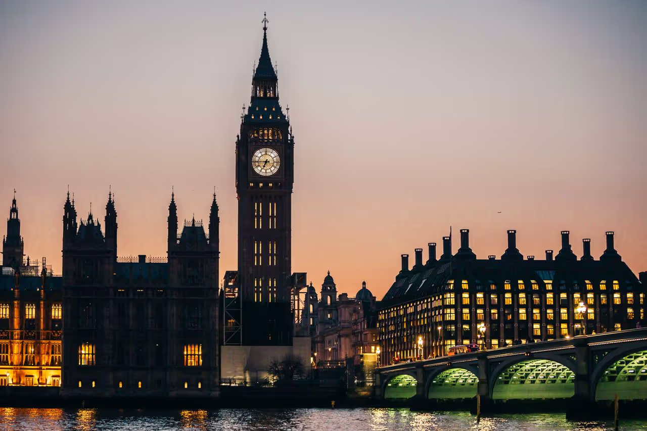 London Uk, Big Ben, at night time
