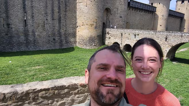 Konrad and Caro in Carcassone Konrad and Caro in Carcassone