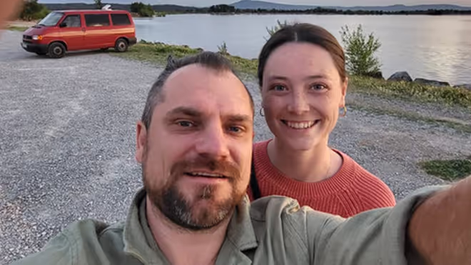 Konrad and Caro and their VW T4 Campervan Konrad and Caro and their VW T4 Campervan