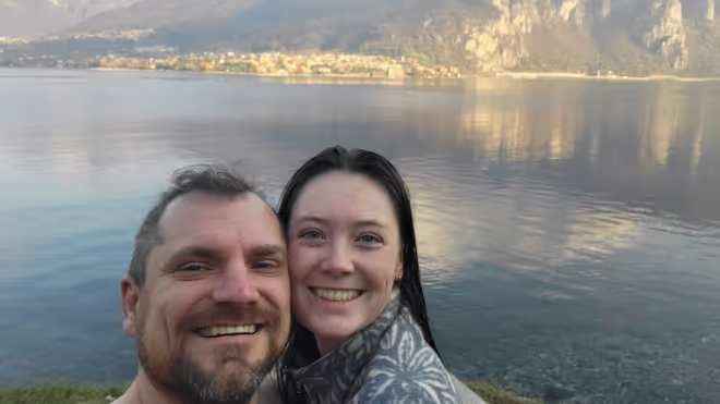 Konrad and Caro at Lake Como in Italy Konrad and Caro at Lake Como in Italy