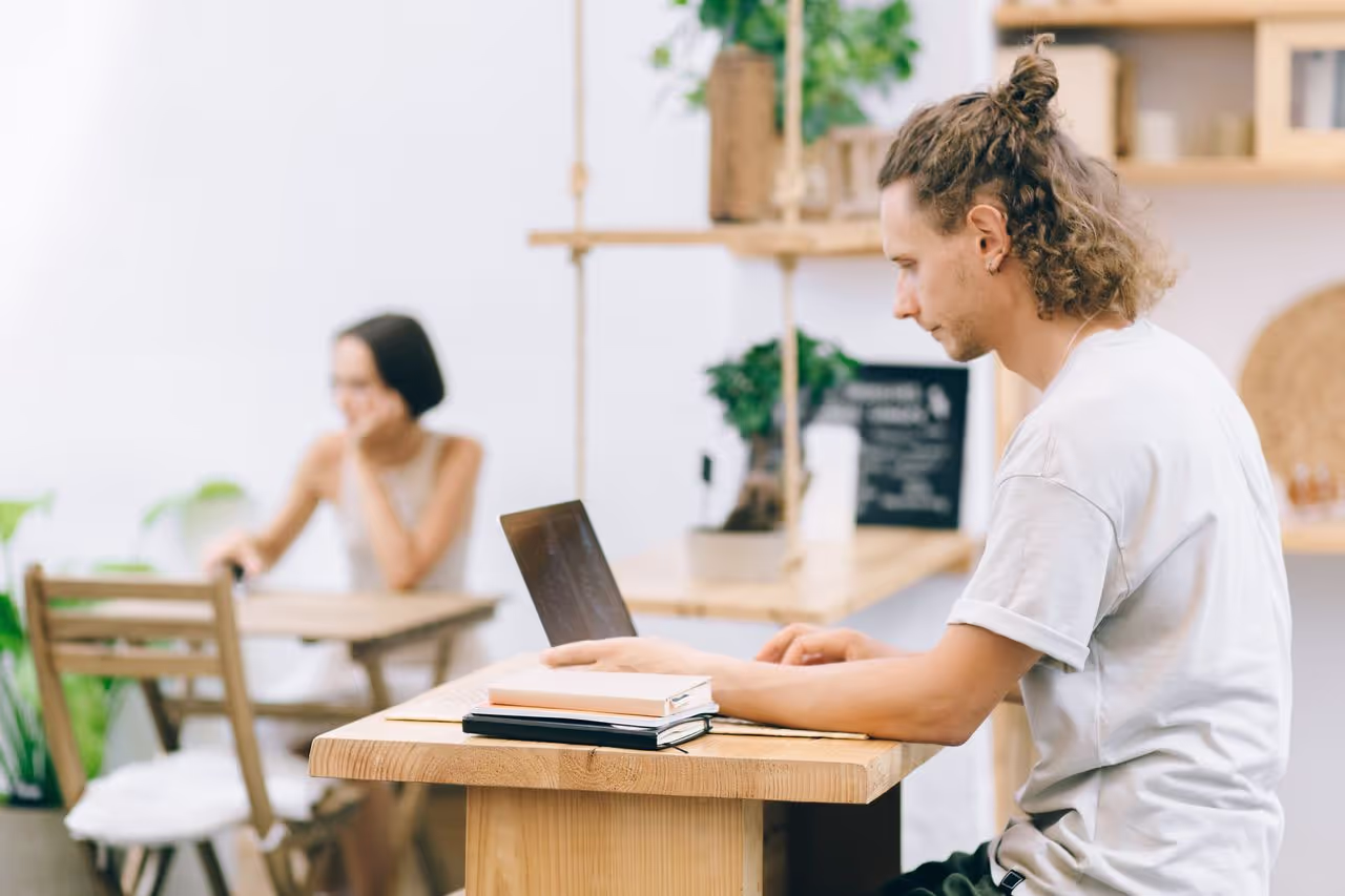 A person working at a co working space