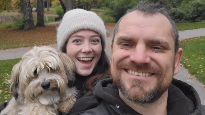 Konrad and Caro looking after a dog in Luxembourg Konrad and Caro looking after a dog in Luxembourg