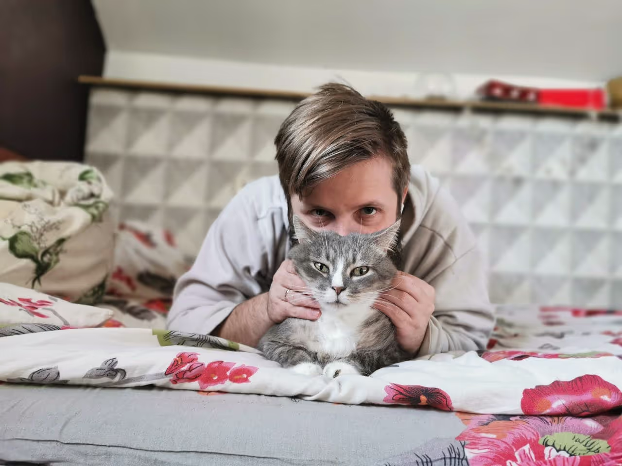 A house sitter looking after a cat A house sitter looking after a cat